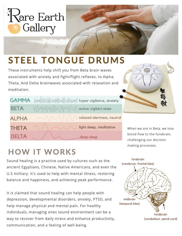 30cm Pentatonic Steel Singing Drum - Metal Brown