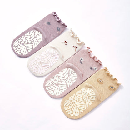 Little Wonder Things- Organic- 4 Pairs of Stay-On Baby & Toddler Non-Slip Socks