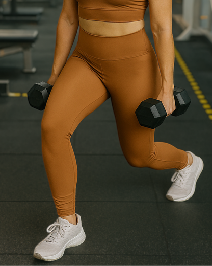High Waisted Yoga Leggings | 4-Way Stretch & Flattering Fit - Terracota
